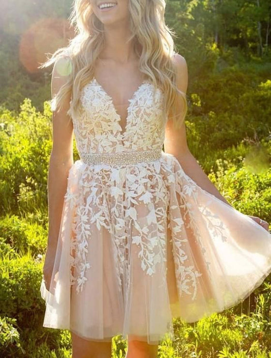 Women Lace Prom Dresses Short Cocktail Gowns Girls Appliques Homecoming Dresses Short Graduation Dress YHD029
