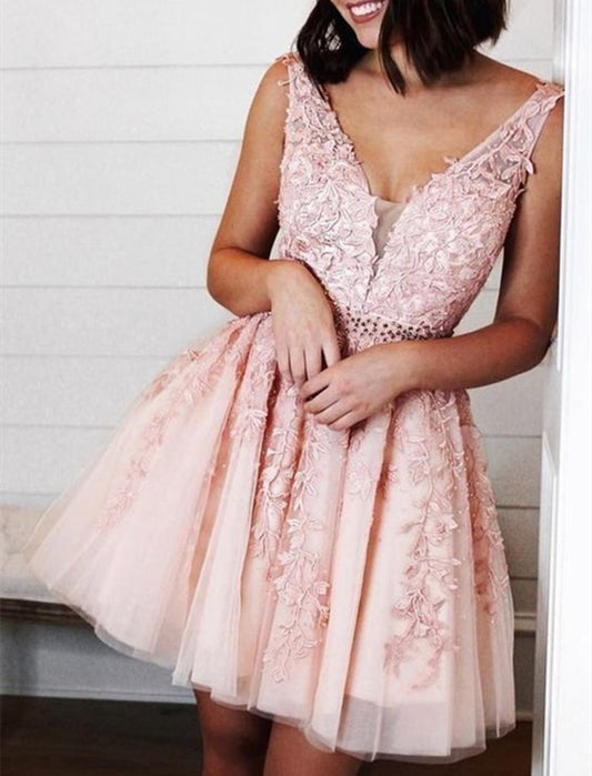 Women Lace Prom Dresses Short Cocktail Gowns Girls Appliques Homecoming Dresses Short Graduation Dress YHD032