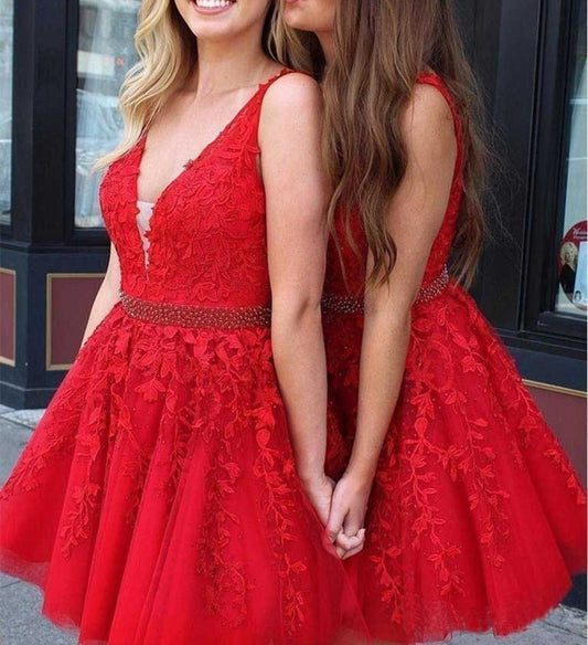 Women Lace Prom Dresses Short Cocktail Gowns Girls Appliques Homecoming Dresses Short Graduation Dress YHD033