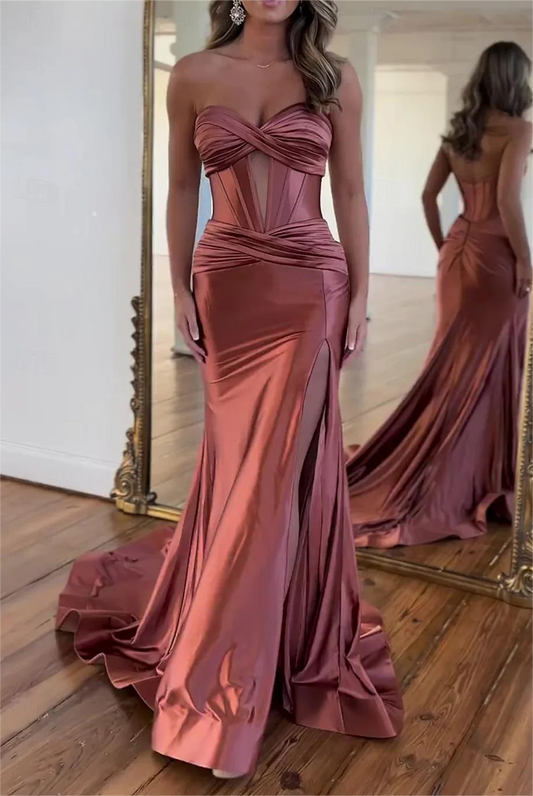 Women Side Slit Prom Dress Long Mermaid Evening Gowns Sweetheart Formal Party Dress YPD742