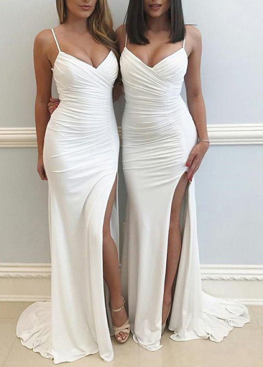 Women Side Slit Prom Dress Long Spaghetti Straps Evening Gowns Fashion Formal Party Dress YPD807