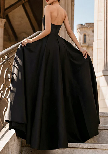 Women High Side Slit Prom Dress Long Black Evening Gowns Fashion Formal Party Dress YPD740