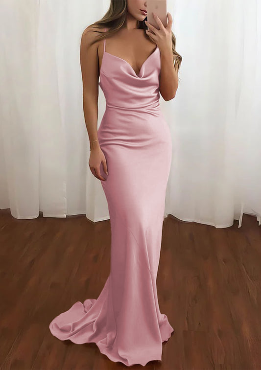 Women Spaghetti Straps Prom Dress Long Fashion Evening Gowns Simple Formal Party Dress YPD758