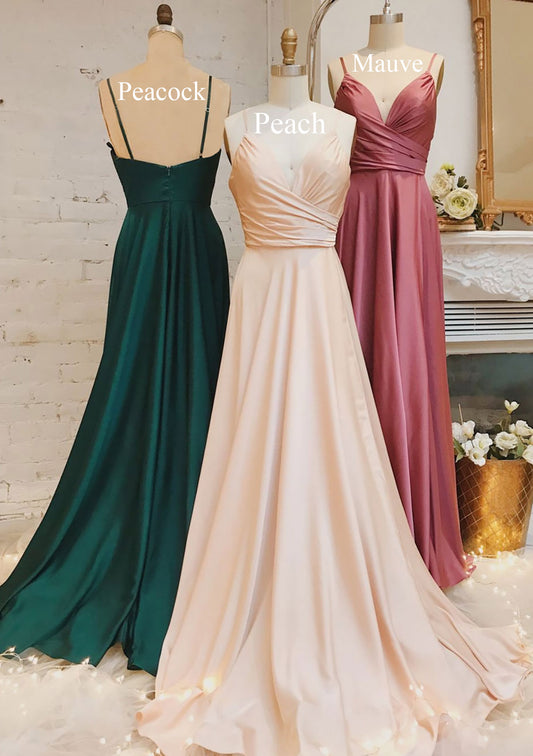 Women Spaghetti Straps Prom Dress Long A-Line Evening Gowns Simple Formal Party Dress YPD798