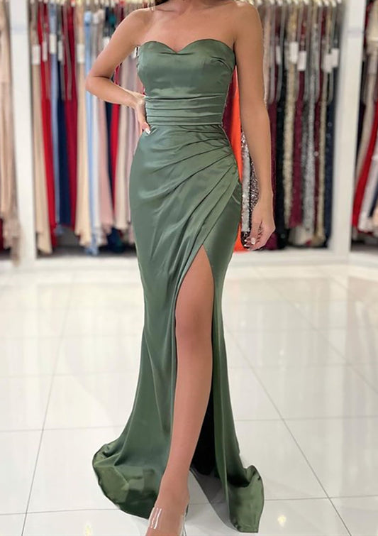Women Side Slit Prom Dress Long Sweetheart Evening Gowns Simple Formal Party Dress YPD815