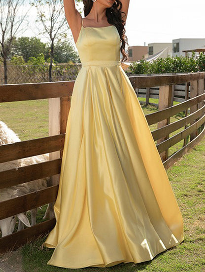 Women Satin Prom Dress Long A-Line Evening Gowns Fashion Formal Party Dress YPD835