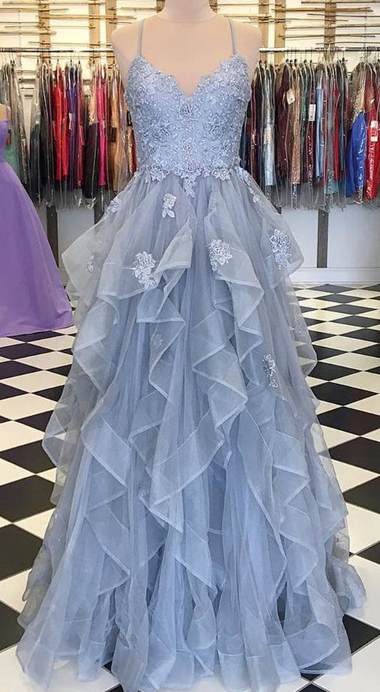 Women Lace Prom Dresses Long Appliques Evening Party Dress YPD128
