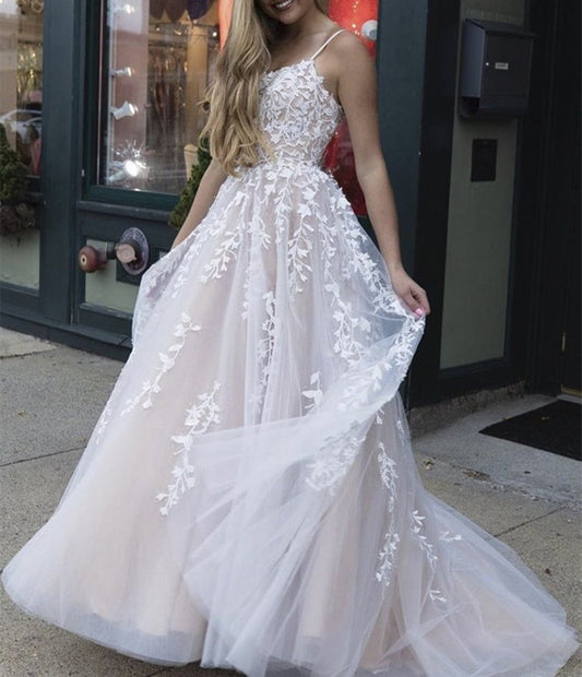 Women Lace Prom Dresses Long Appliques Evening Party Dress YPD135