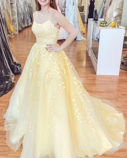 Women Lace Prom Dresses Long Appliques Evening Party Dress YPD136