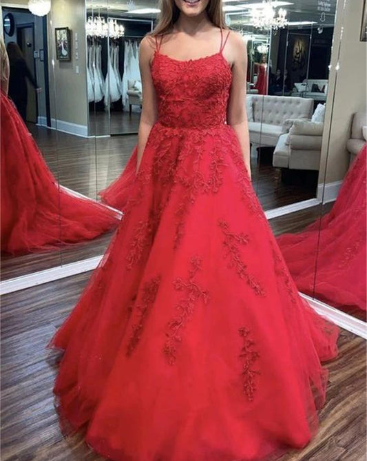 Women Lace Prom Dresses Long Appliques Evening Party Dress YPD142