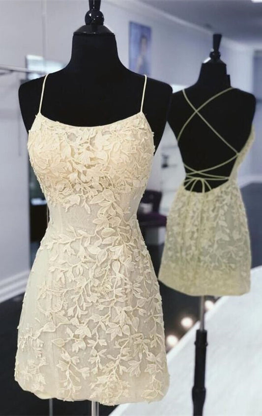 Women Lace Prom Dresses Short Cocktail Gowns Girls Appliques Homecoming Dresses Short Graduation Dress YHD049