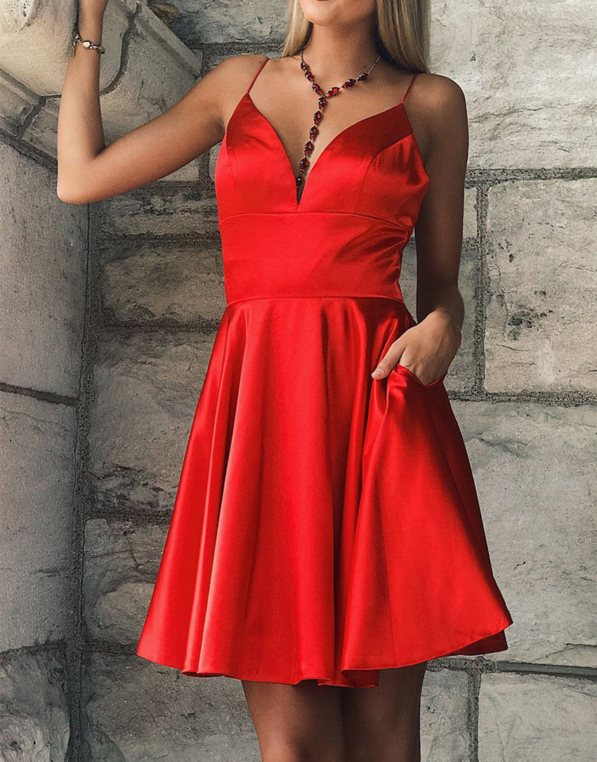 Women Satin Prom Dresses Short Cocktail Gowns Girls Homecoming Dresses Short Graduation Dress YHD058