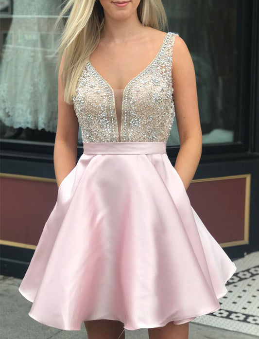 Women Beads Prom Dresses Short Cocktail Gowns Girls Homecoming Dresses Short Graduation Dress YHD063