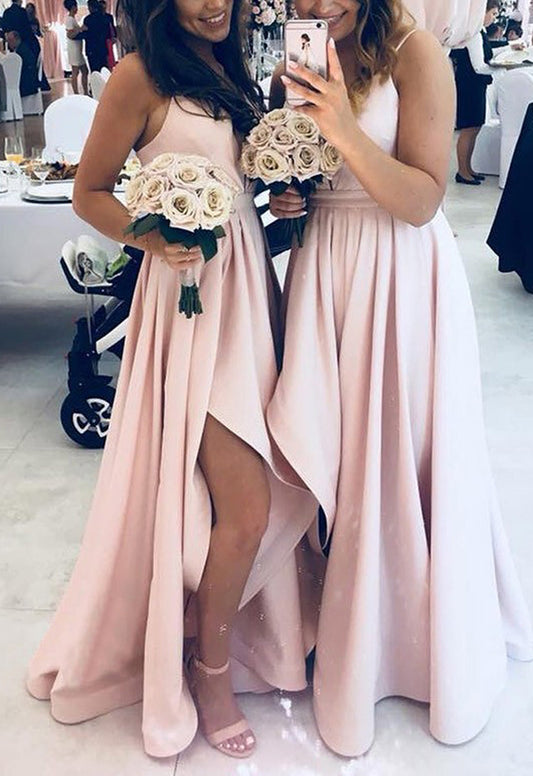Women Sweetheart Bridesmaid Dress Long Spaghetti Straps Prom Gowns Simple Wedding Party Dress YBD007