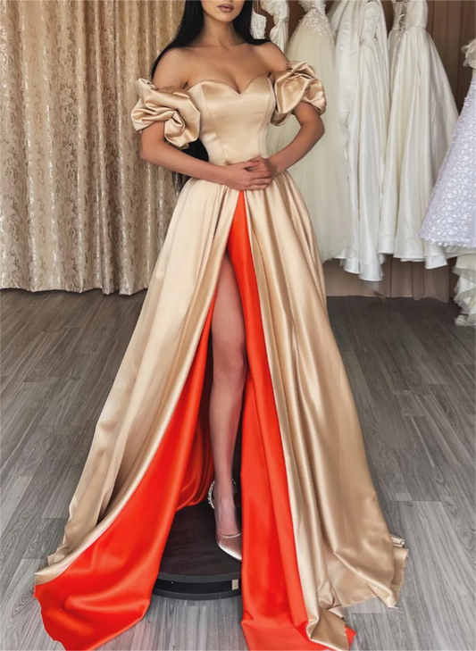 Women Sweetheart Prom Dresses Long Side Slit Evening Gowns Simple Formal Party Dress YPD723