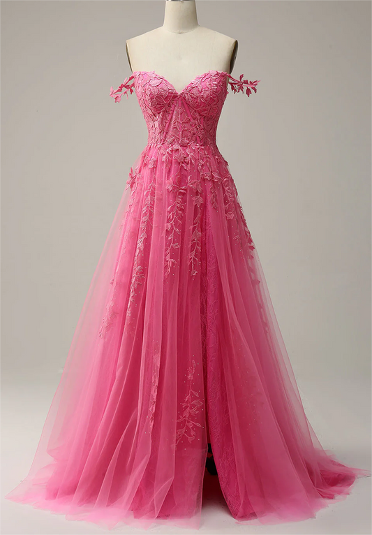 Women Tulle Appliques Prom Dress Long Sweetheart Evening Gowns Princess Formal Party Dress YPD750