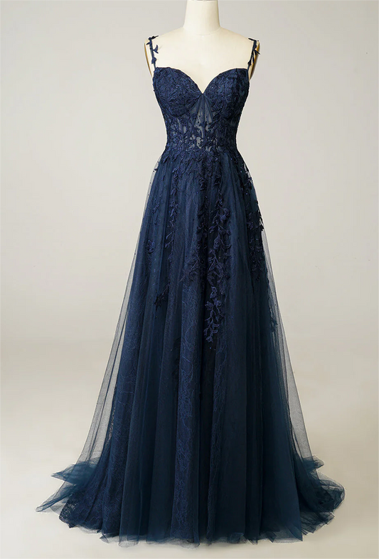 Women Tulle Appliques Prom Dress Long Side Split Evening Gowns Sweetheart Formal Party Dress YPD746