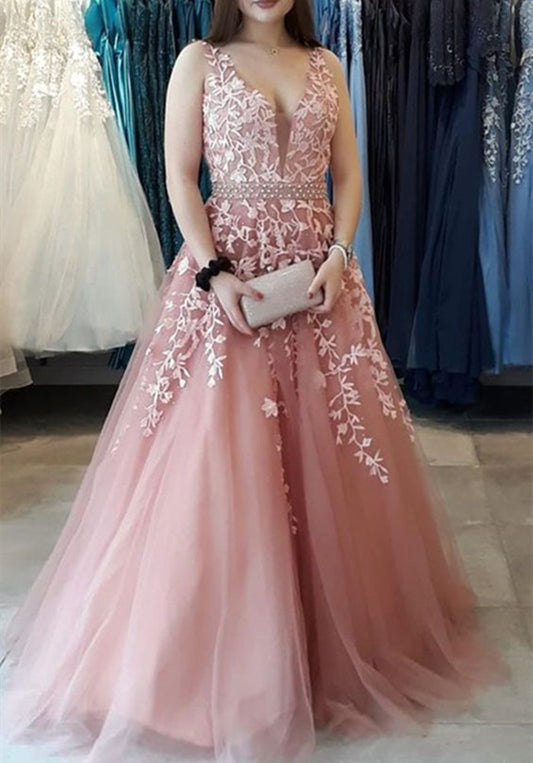Women Lace Prom Dresses Long Appliques Evening Party Dress YPD149