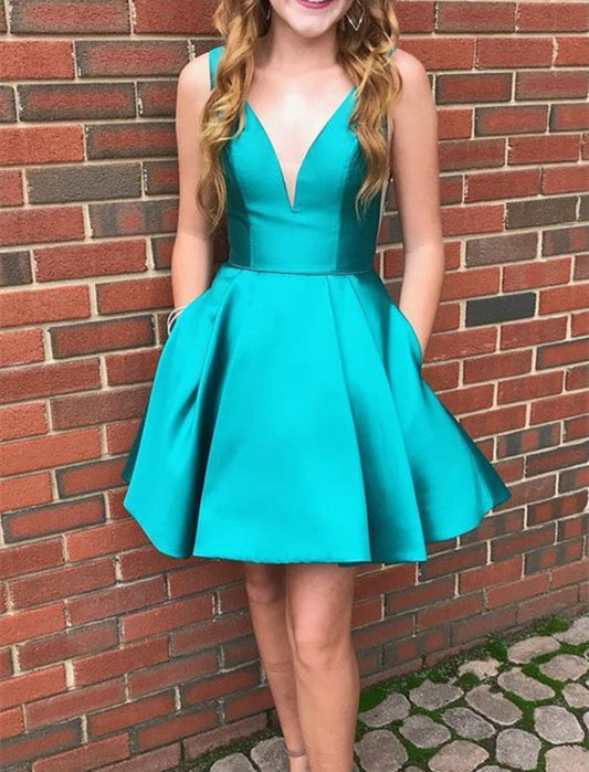 Women Satin Prom Dresses Short Cocktail Gowns Girls Homecoming Dresses Short Graduation Dress YHD073